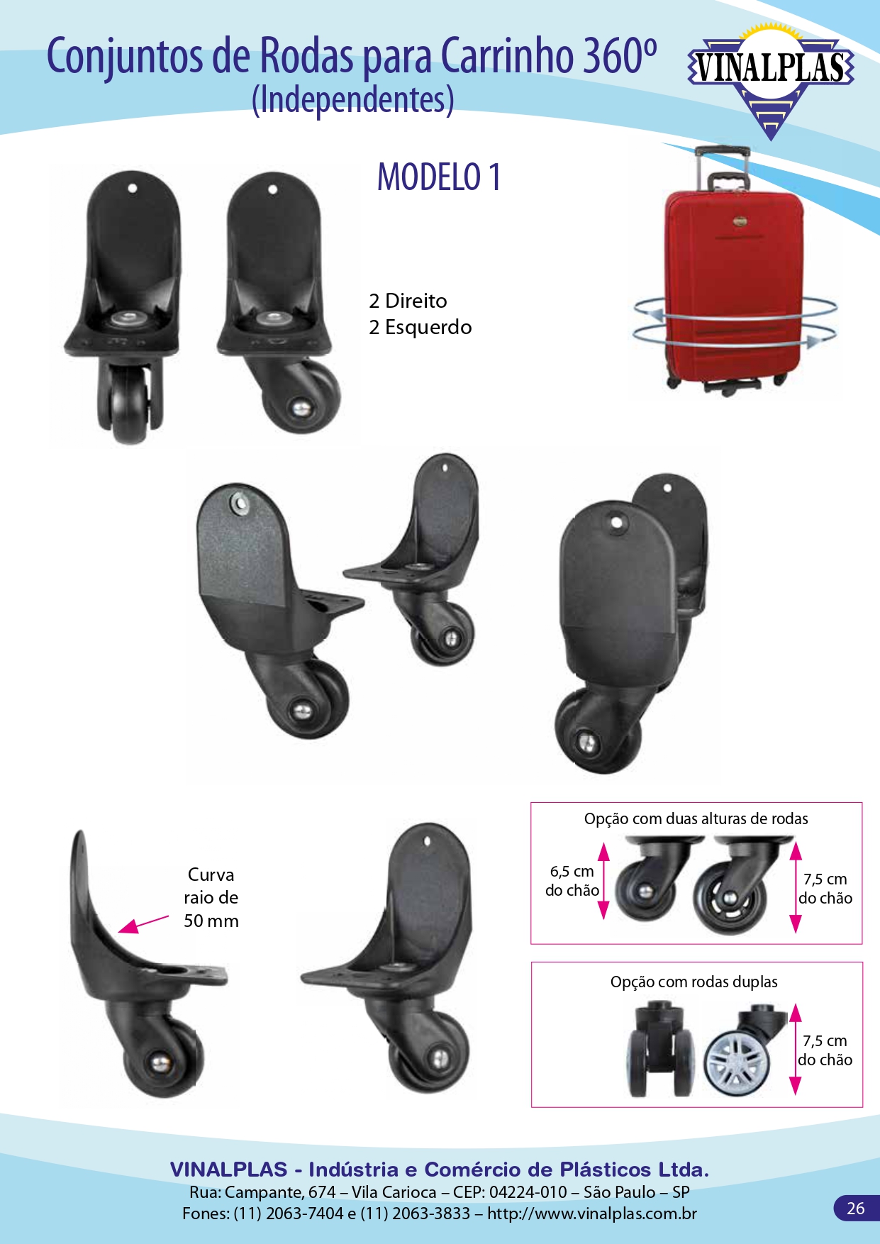 Imagem do catálogo para o produto: Conjunto de Rodas para Carrinho 360º – Independentes – Modelo 1